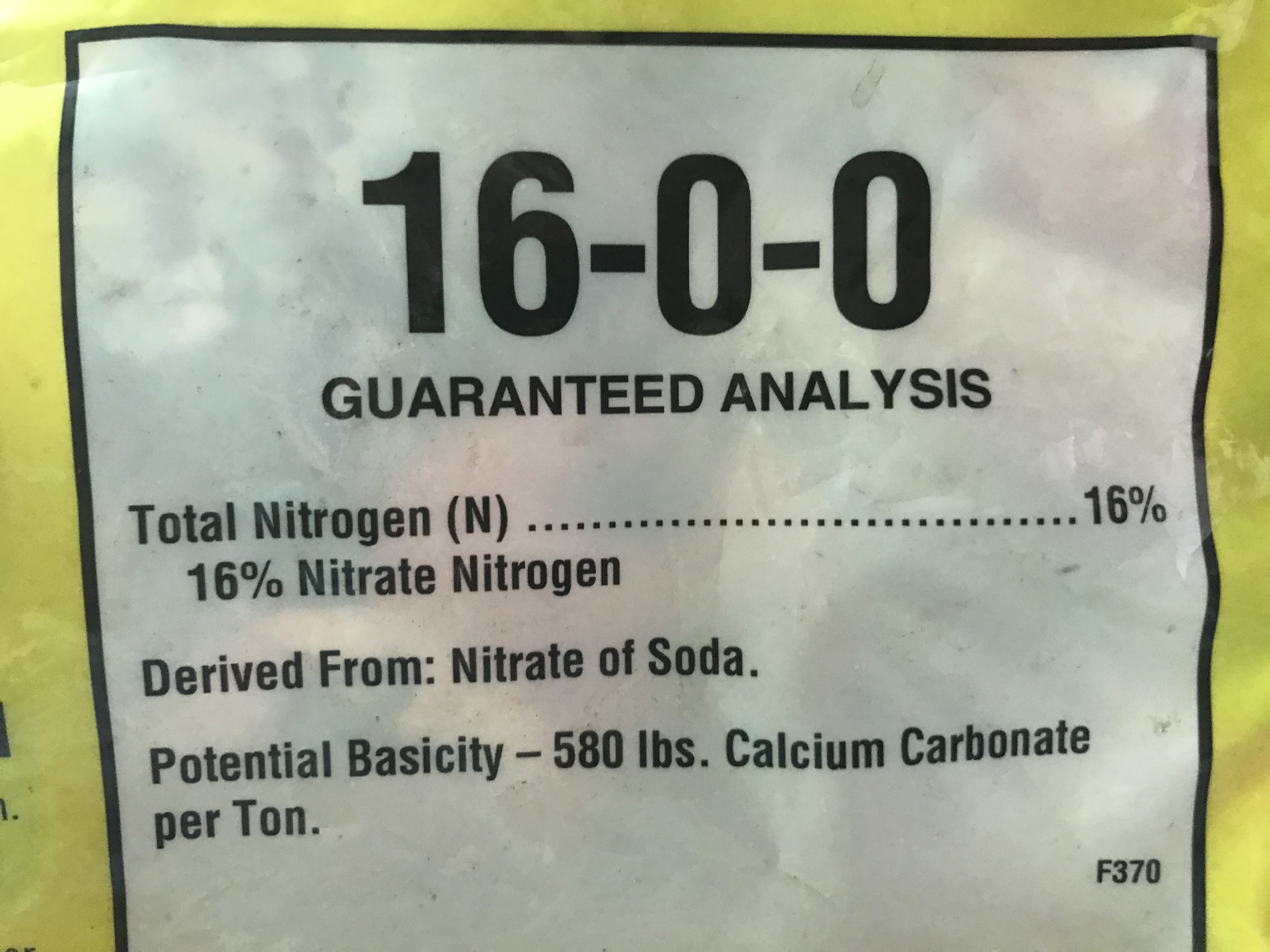 Nitrate of Soda fertilizer label