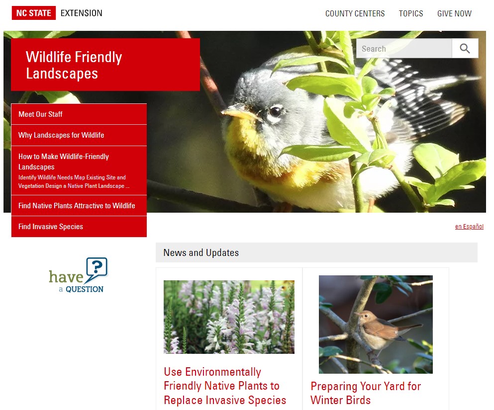 Home Page Wildlife Friendly Landscapes